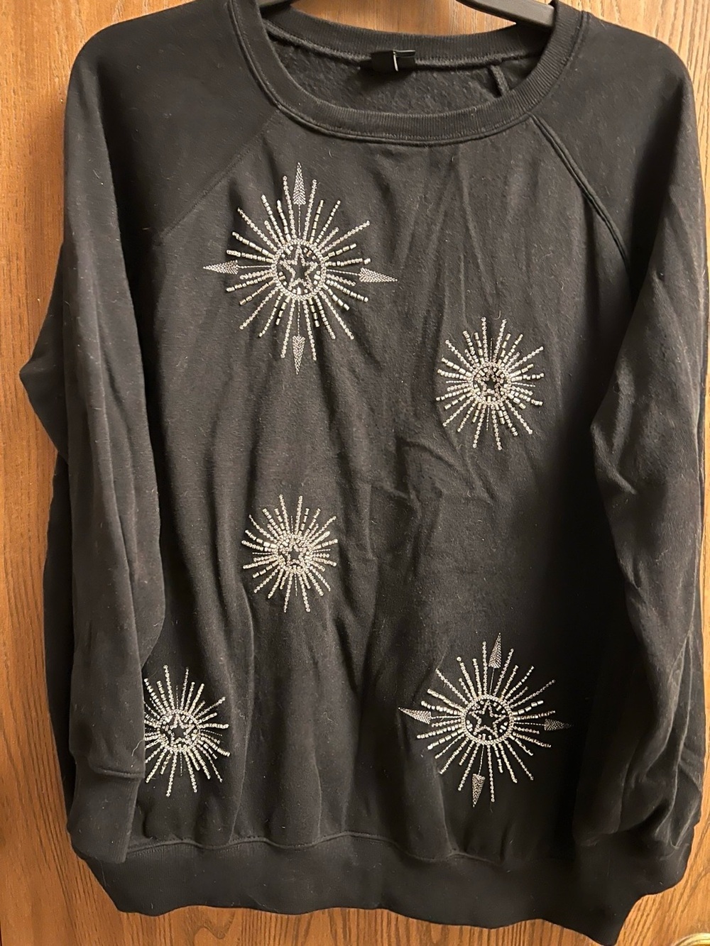 torrid Black Sweatshirt with Silver Starburst Embellishments